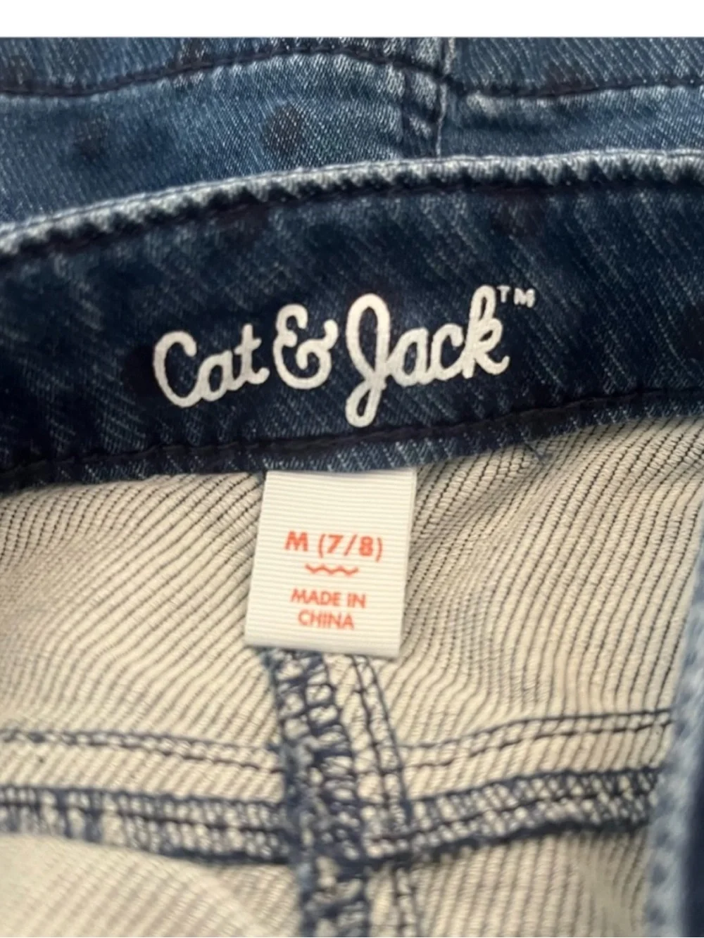 Cat & Jack Denim Overall Skirt Girls Size Medium 7 Blue Jumper Dress Adjustable